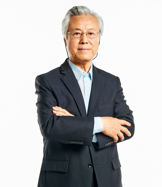 White background portrait of Asian old ceo